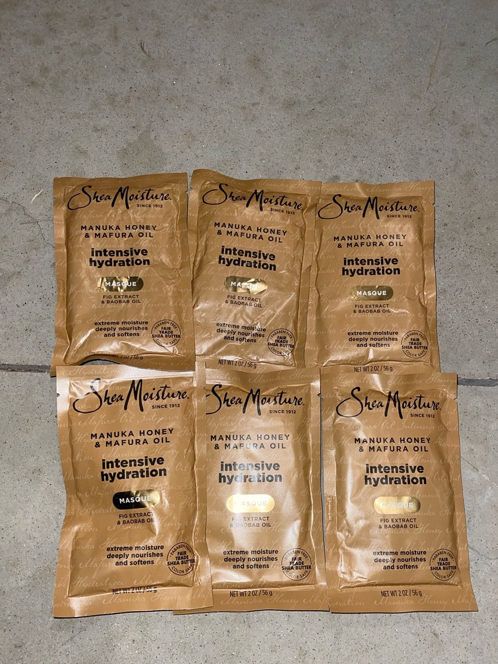 Lot of 6 SheaMoisture Manuka Honey & Mafura Oil Intensive Hydration Masque 2 oz